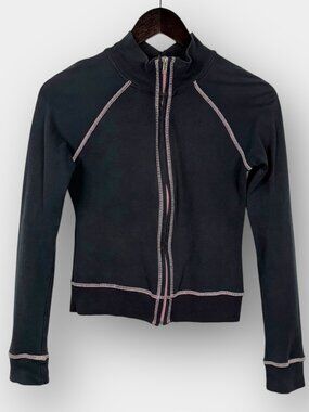 Yahoo American Jeans Women’s Y2K Crop Zip Jacket SX/S Bombay 69 Rhinestone Black